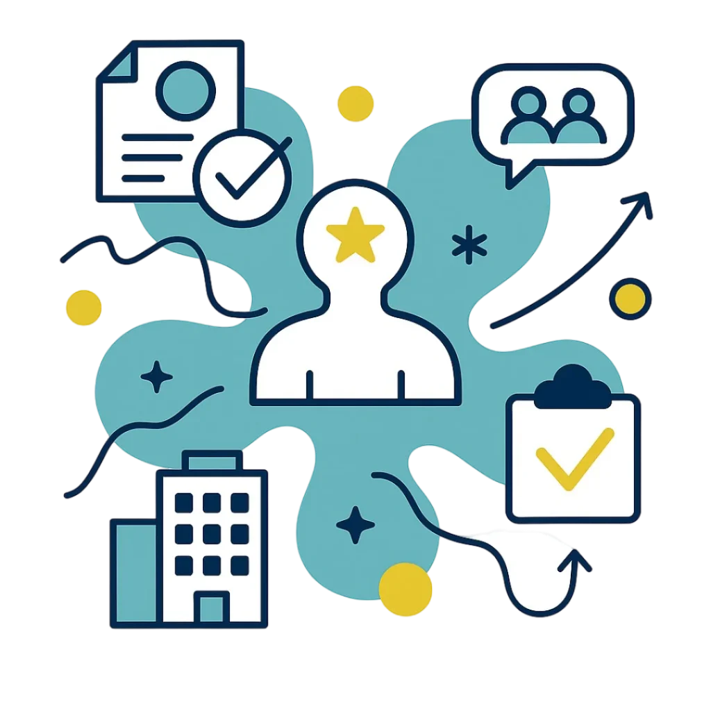 Illustration recrutement RH Combe Consulting - stratégie et accompagnement startup et scale-up